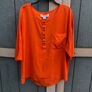Orange xl top high low button up Top tunic large